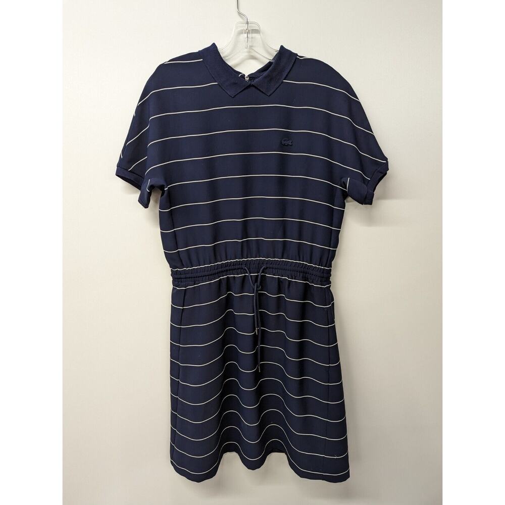Lacoste Women's Tennis Dress Navy Pinstripe Short Sleeve Size 38 US Small